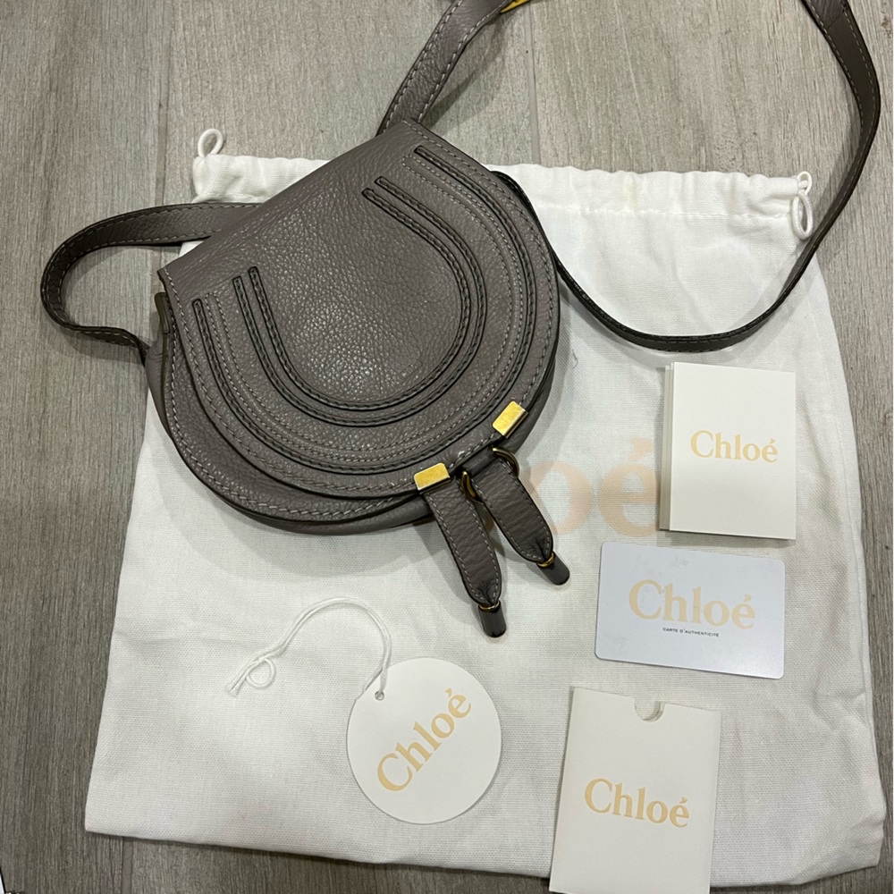 Chloe Marcie Small Whipstitch Saddle Crossbody